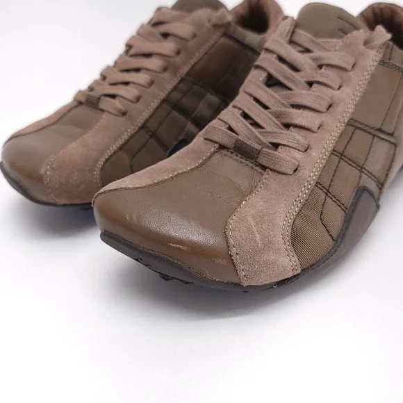 Diesel Auriga‎ Mens Size 7 Vintage Leather Square Toe Sneakers Brown Y2K